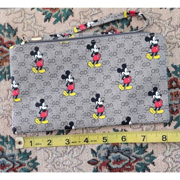 BUY 1 GET 1 FREE Mickey Mouse/Grey Designer-Inspired Monogram Wristlet - Picture 2 of 4